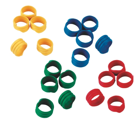 100 x Spiralringe 12 mm Vogelringe Hühnerringe Geflügelringe 4 Farben