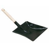 Kehrschaufel breit, Stahlblech schwarz, Holzgriff