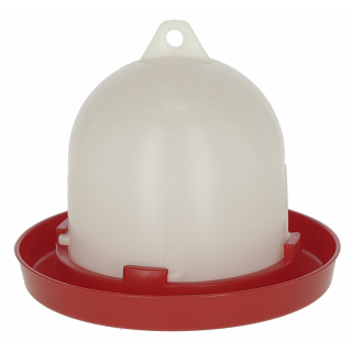 Kunststoff-Tränke weiß/rot, Bajonettverschluß, für Küken  u. Hühner, 3,5 l, Kunststoff