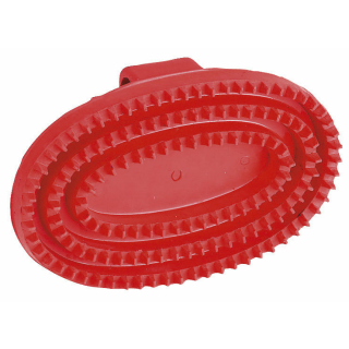 Gummistriegel oval, Hartgummi, rot