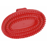 Gummistriegel oval, Hartgummi, rot