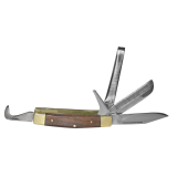 Reitermesser mit holzfarbenen Griff, mit 5 Funktionen