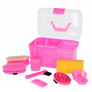 Putzbox für Kinder, rosa, 8-teilig