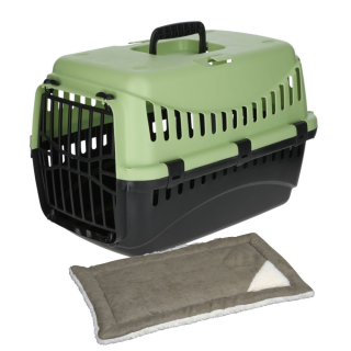 Transportbox Expedion 45x30,5x30cm, Grün/Dunkelgrau + Liegekissen Cleo 36x22cm