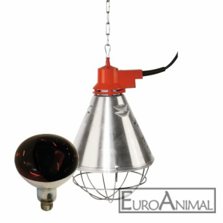 Profi-Wärmestrahlgerät Alu, 2,5m Kabel + Infrarotlampe 150W rot