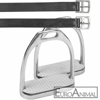 Steigbügel 12cm paarweise + Steigbügelriemen schwarz 145cm
