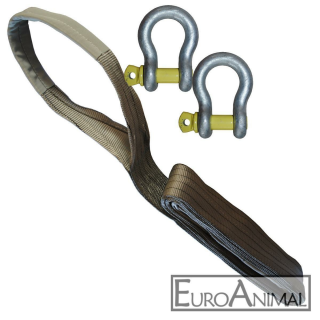 Hebeband grau, 4m, Tragfähigkeit 4To./8To.; Breite 120mm  + 2 Stk. - Schäkel hochfest, geschweift - 4750kg (2xS12.00475G)