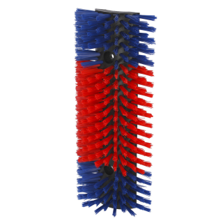 Halbrunde Kratzbürste blau/rot; ca.  50cm  x 22cm x 9cm