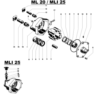 Schlauchanschluss kompl. 3/4" Nr. 11-13 zu ML 20 / MLI 25