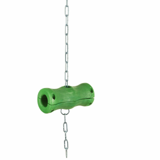 Beißzylinder für Schweine, Kunststoff grün, inkl.Verschraubung; mit Kette 6mm, 75cm
