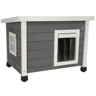 Katzenhaus Rustica 57x45x43cm (weiß/grau)