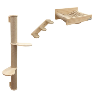 Kratzsäule + Leiter + Hängematte (3-teilig) Timber zur Wandbefestigung