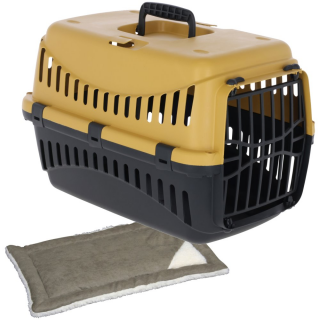 Transportbox Expedion m.Kunststofftür, 45x30,5x30cm, Honey/Schwarz + Liegekissen Cleo 36x22cm