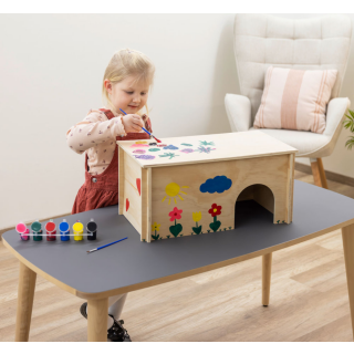 Nagerhaus zum Bemalen, 50 x 29 x 24 cm, mit 2 versetzten Eingängen