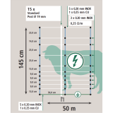 AKO TitanNet 145, blau/weiß 25m, 145cm,  Doppelspitze