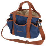 Putztasche dunkelblau/cognac, ca. 28x20x22cm
