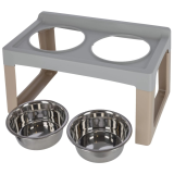 Futterbar Lifter grau/taupe inkl. Näpfe 2x1000ml