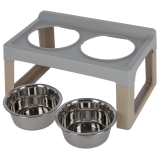Futterbar Lifter grau/taupe inkl. Näpfe 2x2000ml